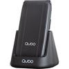 Qubo Flip Telefono per anziani GSM, Cellulare per anziani, Display da 2,4'', Volume alto,Funzione SOS, Supporto Dual SIM,Chiamata rapida, Radio FM, Torcia elettrica,Base di ricarica,Nero