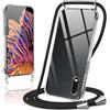 Coiwxmoi Cover per Samsung Galaxy Xcover Pro con Cordino 6,3,Trasparente Custodia con Laccio Tracolla Corda Catena Cinghia,Ultra Morbido Silicone TPU Antiurto Case per Galaxy Xcover Pro, Nero