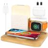 COLSUR 5 in 1 Caricatore Wireless per iPhone Apple Watch Air-Pods, Caricabatterie per Samsung, Lampada da comodino touch, senza fili, 3 funzioni, sveglia, stazione di ricarica 17/16/15/14/13 accessori