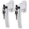 Terryshop74 Coppia maniglie per porte e finestre alluminio pvc legno, in metallo con 2 chiavi sicurezza e protezione porte e finestre 2 pezzi