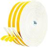 GUKOY Nastro di Tenuta Adesivo Guarnizione Porta per Porte Finestre, 3 Rotoli 12 mm x 3 mm x 15M Nastro in Schiuma Guarnizione in Gomma per Collisione Sigillo Isolamento Acustico, Bianco