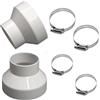 SQLJYU 2 Pezzi Adattatore da Tubo per Flessibile Cappa Aspirante Cucina, Adattatore per Tubo 100 mm a 75 mm, Riduttore per Tubi di Ventilazione e Riduzioni di Diametro.