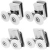 JRSHIRLEYLTD 4 ruote gemellate per porta doccia, rullo per cabina in lega di zinco, ricambio rotelle per box doccia, rotelle per ante box doccia, per cabine curve, bagno, porte curve (2 superiori, 2 inferiori)