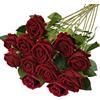 RXKFIGX 12 Pezzi Rose Fiori Artificiali Bouquet di Fiori di Seta Artificiale Rose Vino Rosso Finte in Seta Artificiale per Matrimoni Home Office Cucina Ufficio Giardino（Vino Rosso）