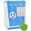 Fimleiy Kids Safe Bank with Fingerprint Password Talking ATM Piggy Bank for Real Money Toy Gift for 6-14 Years Old Boys Girls (Blue/White)