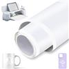 Occzin Smart Vinyl Permanent 33 cm x 200 cm, Smart Adhesive Vinyl permanente per Cricut Explore 3/Maker 3, rotolo di vinile autoadesivo, adatto per decorare tazze, fioriere e finestre (bianco)