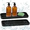 Victse Organizer per Lavello Portaspugne, 2 Pezzi Scolapiatti in Silicone, Antiscivolo Porta Sapone e Spugna da Cucina, Tappetino per Barattoli di Spezie, Tappetini per Cosmetici per il Bagno (Nero)
