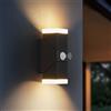 Leselux Applique da Esterno Con Sensore Di Movimento IP65, 12W Lampada Da Esterno Alluminio Antracite, Luci Da Esterno a Parete 3000K Luce Calda 932LM Orientabile 340°, Lampade da Muro Esterno