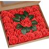 Anaoo Rosa Fiori Artificiali Finte 25 Pezzi Schiuma Aspetto Reale Regolabile Rose Finti Decorazioni per DIY Matrimoni Mazzi Nozze Nuziale Centrotavola Arrangiamenti Festa Bambino Casa, Rosso