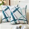 Jayusaror Federe Cuscini Divano 40x40 Verde Acqua Turchese Grigio Velluto Cuscino Divano Geometriche Moderno Decorativi Autunno Copricuscini per Letto Divano Soggiorno Camera da Letto, Set da 2