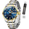 OLEVS Orologio da Uomo con Cronografo Impermeabile e Illuminato, in Acciaio Inox, con Visualizzazione della Data, Orologio di Lusso per Uomo, Classico