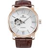 FORSINING Orologio da polso da uomo, meccanico, alla moda, con grande quadrante in pelle, 5-marrone, classico