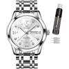OLEVS Orologio da uomo con cronografo luminoso e multi quadrante, impermeabile, con data, regalo per uomo, in acciaio inox, classico, orologio da polso di lusso, Zc-5513- Faccia Bianca, Classico