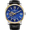 FORSINING Orologio da polso da uomo, meccanico, alla moda, con grande quadrante in pelle, 1-blu, classico