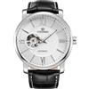 FORSINING Orologio da polso da uomo, meccanico, alla moda, con grande quadrante in pelle, 4-bianco, classico