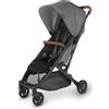 UPPAbaby Minu V2 - Passeggino da viaggio leggero, design portatile, tracolla pieghevole con una sola mano e barra paraurti in pelle inclusa (grigio antracite/telaio in carbonio/sella in pelle)