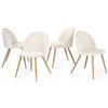 FurnitureR Set di 4 sedie da sala da pranzo morbide e confortevoli, in tessuto ciniglia beige con gambe in metallo, sedie da soggiorno in conchiglia, per cucina e sala da pranzo