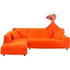Jaotto Copridivano con Penisola Elasticizzato A Sinistra Destra, Fodere Copridivano Angolare Universale, Copridivano Antigraffio Gatto Chaise Longue a Forma di L(3 Posti+4 Posti,Arancione)