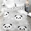 Morbuy Copripiumino Matrimoniale 180x220 e 2 Federa 50x75, Set Copripiumino Matrimoniale in Microfibra, Biancheria da Letto di Panda Stampa