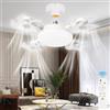 Lrenjon Plafoniera Led Con Ventilatore Da Soffitto Con Luce E27 Plafoniera Con Ventilatore Piccolo 6 Velocità Timer Dimmerabile Lampadario Camera Da Letto Con Ventilatore Silenzioso Bianco
