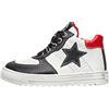 Naturino HESS High Zip.-Sneaker alla Caviglia in Pelle-Bianco Bianco-Nero 36