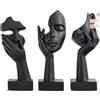 LEOCHEN Sculture Artistiche in Resina Nera, Set di 3 Pezzi，Statua Da Collezione Del Pensatore，moderna scultura astratta minimalista, decorazione artigianale, soggiorno, armadietto del vino, camera da let