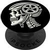 Cyclist racing mountain bike streetwear Amante della bicicletta Teschio Casco ingranaggi Ciclismo PopSockets PopGrip Adesivo