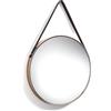 Tomasucci Wink Design Specchio da Parete FIT COPPER, Cornice in Acciaio Finitura Rame Lucido, Nastro PVC Marrone, Ø 42,5 cm