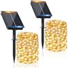 FIFlying Luci Solari Esterno【2 Pacchi】16+2M 160LED Bianco Caldo 8 Modalità | Luci Solari da Giardino IP65 Impermeabili, Catena Solar Esterno Decorative Giardino Albero Patio Terrazze Festival Matrimoni