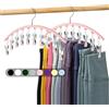 Volnamal - Gruccia organizer da armadio per leggings, salvaspazio, in metallo con rivestimento in gomma, confezione da 2 pezzi con 10 mollette ognuno, per appendere fino a 20 leggings, rosa