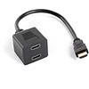 lanberg AD-0019-BK HDMI A Maschio a 2 Prese HDMI A (1.4), Adattatore Splitter con Cavo, 20 cm, Nero