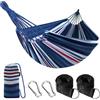 Anyoo Amaca da Giardino in Cotone Tessuto Comodo con Cinghie Rispettose degli Alberi per Appendere, Durevole Amaca Portatile con Borsa da Viaggio per Campeggio, Esterno/Interno, Balcone, Patio