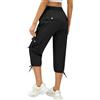 heekpek Pantaloni Capri Donna Estivi Pinocchietto Leggeri Pantaloni Cargo Comodi Pantaloni Trekking Elastico Vita Alta Pantaloni 3/4 con Multitasche, Grigio Scuro, XL