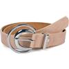 styleBREAKER Ladies Belt Unicolore con finitura in pelle di coccodrillo e fibbia a forma di mezzaluna, può essere accorciata 03010108, dimensione:95cm, colore:Beige