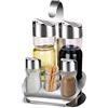Obelunrp Bottiglie di aceto e Bottiglia di Olio d'oliva Set Combinato (5 Pezzi), Bottiglia di condimento visivo in Vetro, Shaker al Pepe del Sale, organizzatore di Cucina Salva