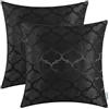 CaliTime, confezione da 2 federe per cuscini, per casa, divano, stile moderno, a contrasto lucido e opaco, motivo a quadrifoglio geometrico, Nero , 40 x 40 cm