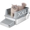Lifewit Lettiera per Gatti in Acciaio Inox, Aperta, 60,5 x 40,7 x 17,5 cm, con Pala e Pedale, XXL, Senza Coperchio, per Gatti, per Soggiorno, Camera da Letto, Grigio