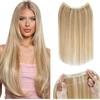 Silk-co Extension Capelli Veri Clip con Filo Invisibile Extensions Capelli Clip Extension con Filo Invisibile Fascia Unica 35cm, Biondo Cenere & Biondo Sbiancante