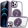 Kainevy Per Cover iPhone 12 Pro Max Trasparente Rigida Magnetica con Anello supporto [Compatibile con MagSafe] Per Donna Uomo Custodia iPhone 12 Pro Max Cover Antiurto Militare Sottile (Viola)