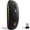 TQQ Mouse wireless ricaricabile, mouse retroilluminato a 7 colori con mini ricevitore USB da 2,4 GHz, mouse gaming, Compatibile con laptop, PC, Mac, Computer, Chromebook, Notebook