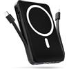 Podoru Powerbank per Magsafe, 10000mAh Power Bank Magnetico, Powerbank Wireless PD 22.5W Ricarica Rapida, Caricatore Wireless Portatile per iPhone 16/15/14/13/12 Serie-Nero