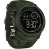 findtime Orologio da polso da uomo con funzione cronometro, cronografo, allarme, doppio fuso orario, formato 12/24 ore, Verde, Cinghia