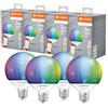 LEDVANCE Lampada LED SMART+ MATTER, smerigliata, 14W, 1521lm, forma a globo E27, luce colorata e luce bianca, compatibile con Google, Alexa, Apple, app o controllo vocale, 20.000 ore,conf. da 4