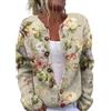 YIzdegg Cardigan da donna in lana, oversize, con bottoni, cardigan caldo, colorato, stampa morbida, spessa e calda, maglione di lana, maglione a maglia grossa Y2k, cachi, 5XL