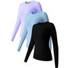 Generic Top da Donna a Maniche Lunghe in 3 Pezzi, Girocollo, Elasticizzato, Aderente, a Strati, Magliette Espanso Isolante