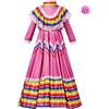 Generic Vestito Tradizionale Messicano da Bambina per Bambini Vestito da Principessa da Ballo a Maniche Lunghe in Stile con Copricapo Vestito da Festa di Compleanno di Carnevale Cosplay di Vestiti 6 Mesi