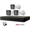 HIKVISION Kit videosorveglianza IP Hikvision Nvr POE 4 Canali 3 telecamere bullet 4 mpx hd