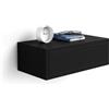 Mobili Fiver, Comodino sospeso Riccardo, Nero Frassino, Nobilitato, 45 cmx25 cmx15.5 cm, Comodino moderno per Soggiorno e camera, Made in Italy