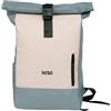 LETO Rolltop, zaino da donna e da uomo, unisex, impermeabile, con scomparto per laptop, zaino da viaggio, elegante zaino da viaggio per università, lavoro, città, viaggi, escursioni, Rosa-Grigio ,