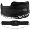 WFX WESTWOOD FOX GEAR Cintura per Dip con 36 Pollici Cintura per Sollevamento Pesi Resistente Catena di Sollevamento in Acciaio Imbottita Regolabile in Neoprene Cintura da Palestra Supporto per la